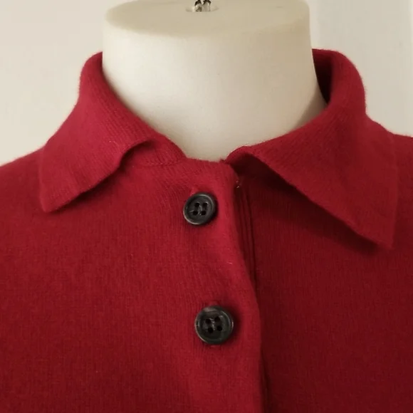 Vintage Anne Klein 100%Cashmere Polo/Long Slvs/Red/Med.Ships Dec 16th earliest - Picture 2 of 6